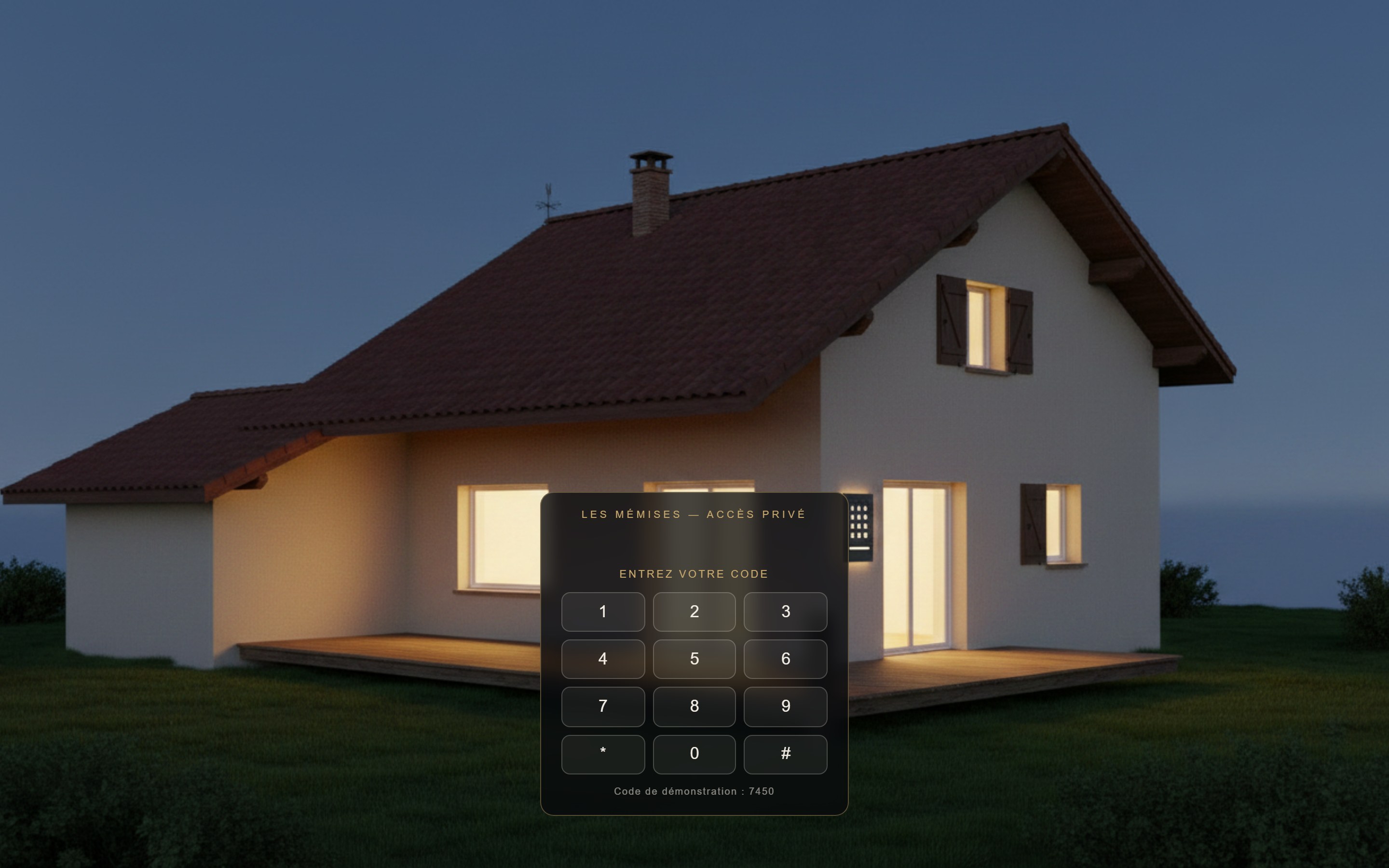 A private listing page opened with an access code